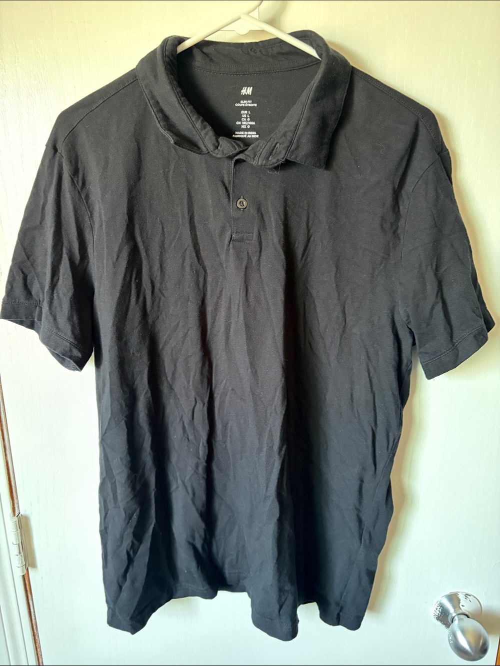 H&M Men’s Black Short-Sleeve Polo Shirt